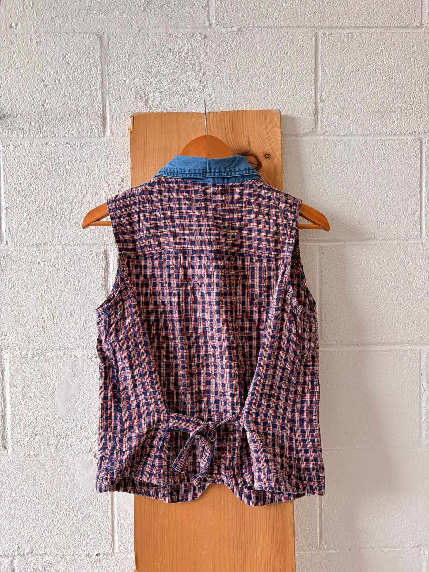 Vtg Plaid Sleeveless Shirt : M