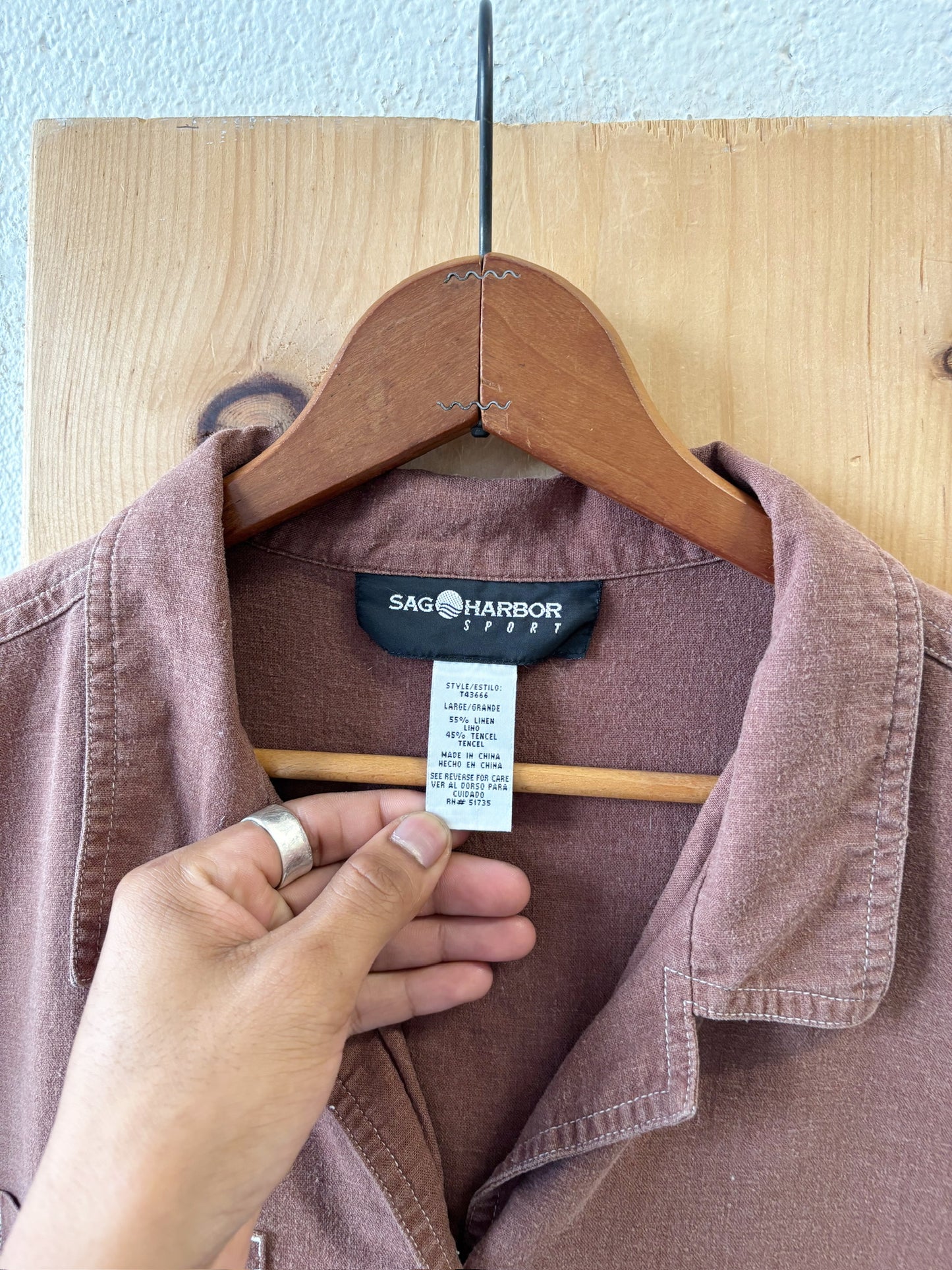 Short Sleeve Brown Button Up : L