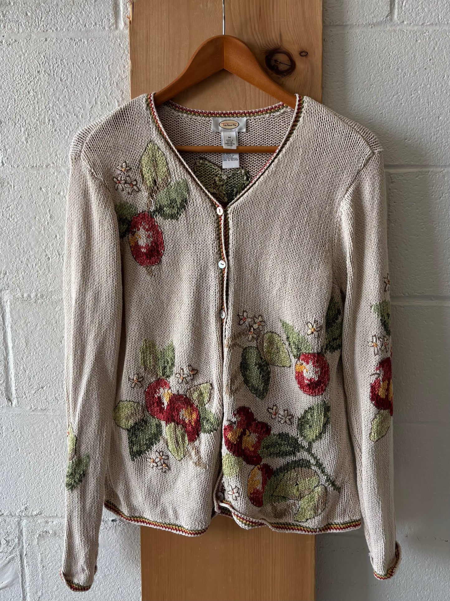Vtg Embroidered Fruit Cardigan : M
