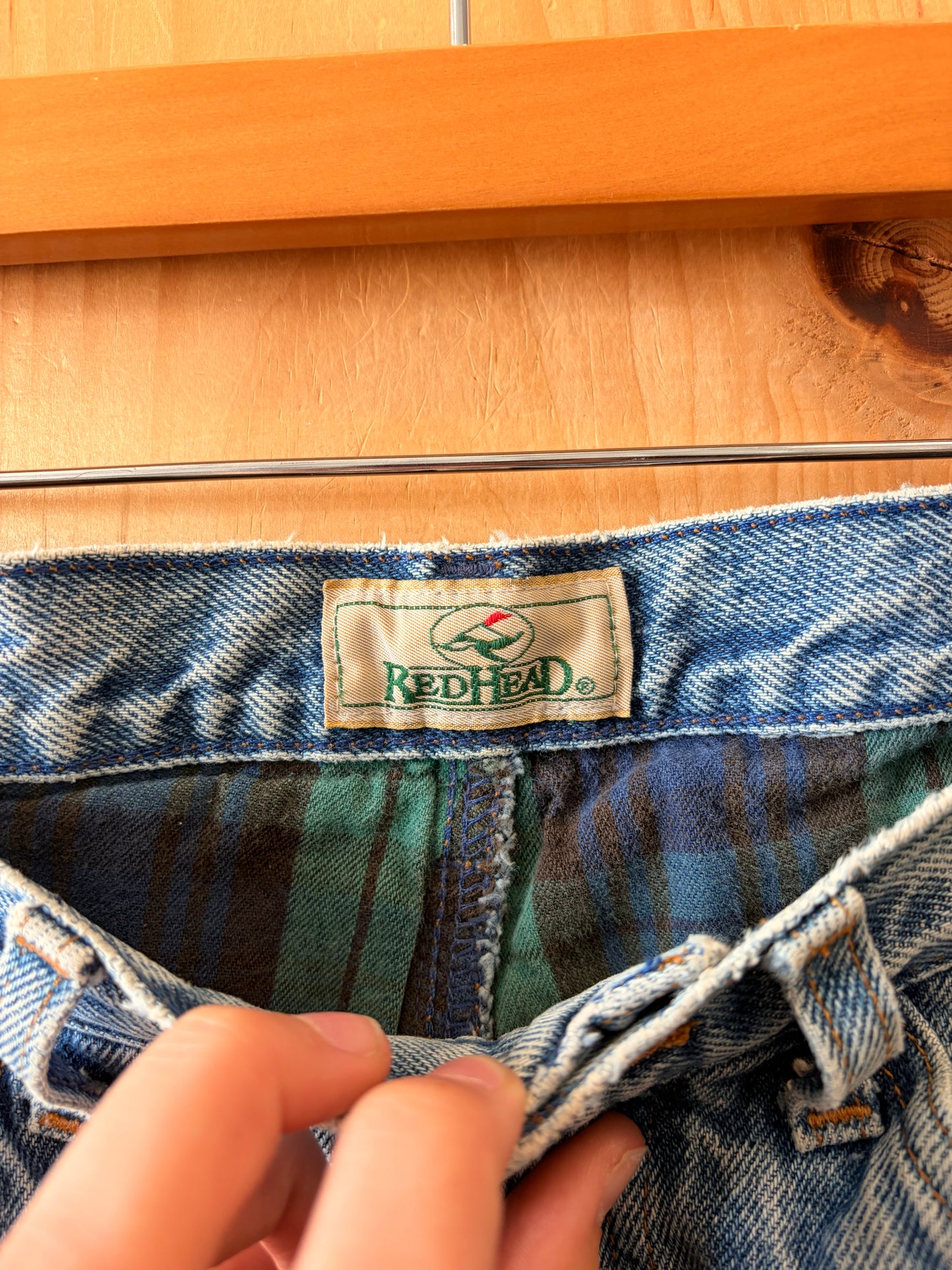 Distressed Flannel Lined Carpenter Jeans : 32”W