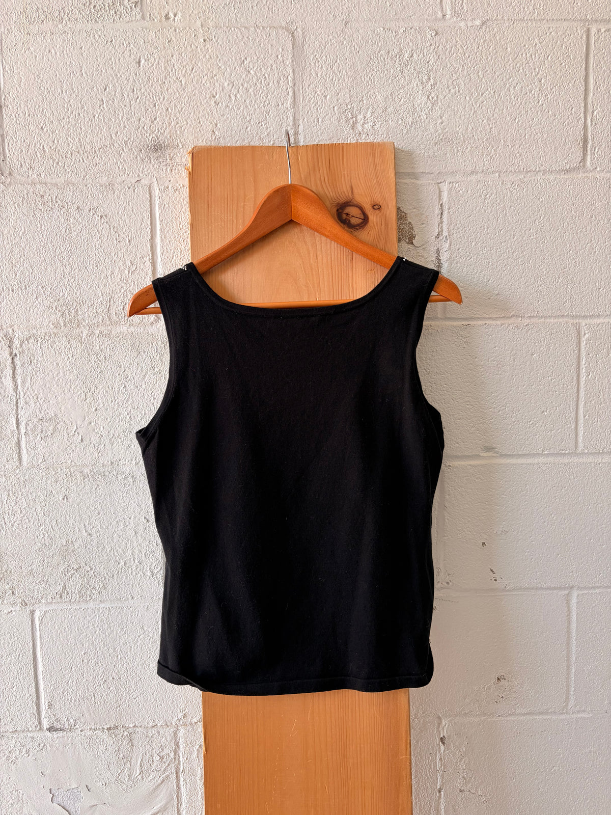 Black & White Beaded Silk Blend Tank : M