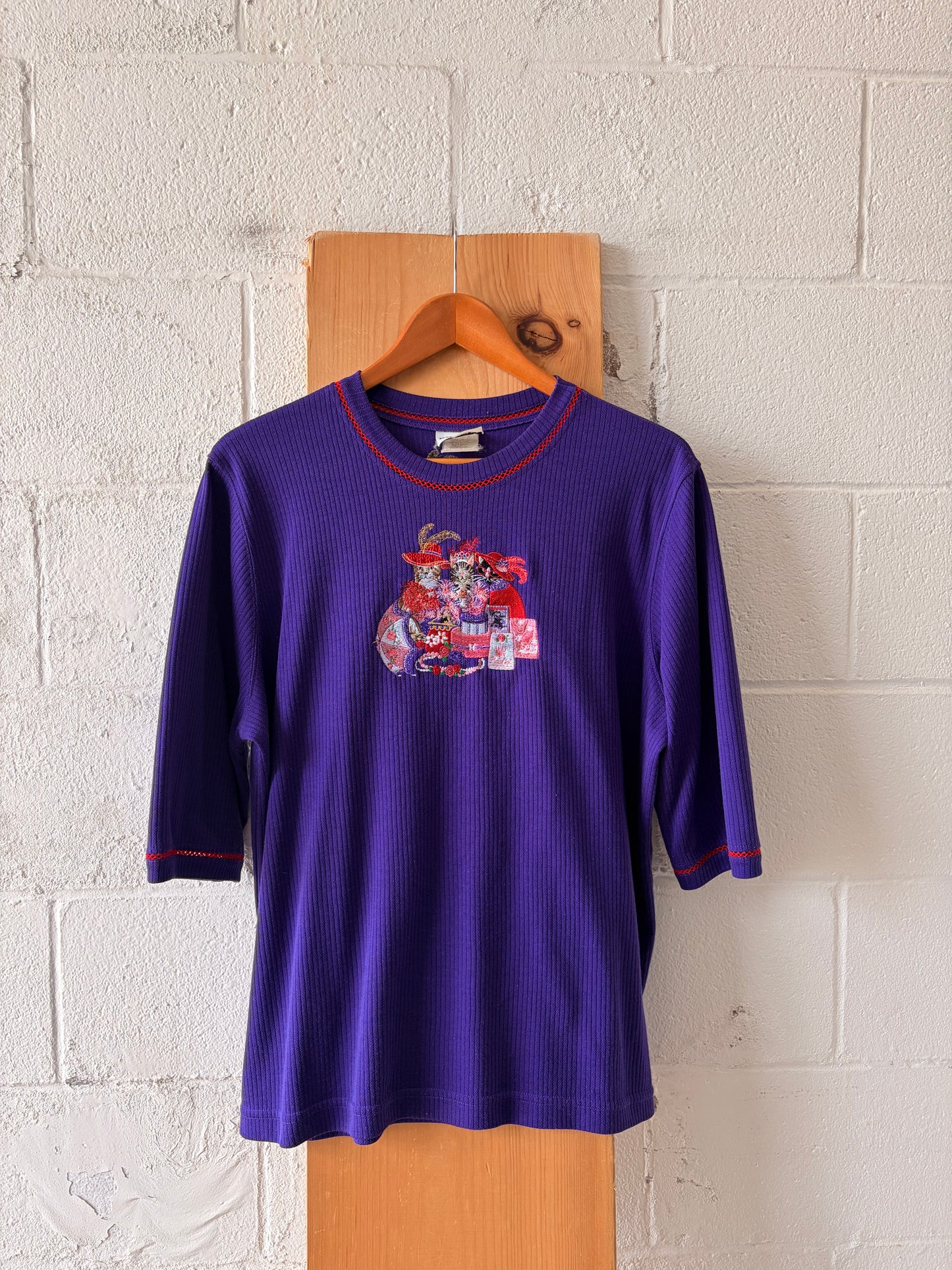 Sassy Cat Embroidered Top : L