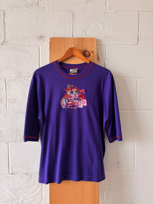 Sassy Cat Embroidered Top : L