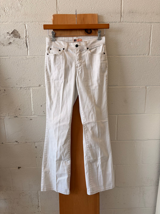 Y2K White Boot Cut Jeans : 4