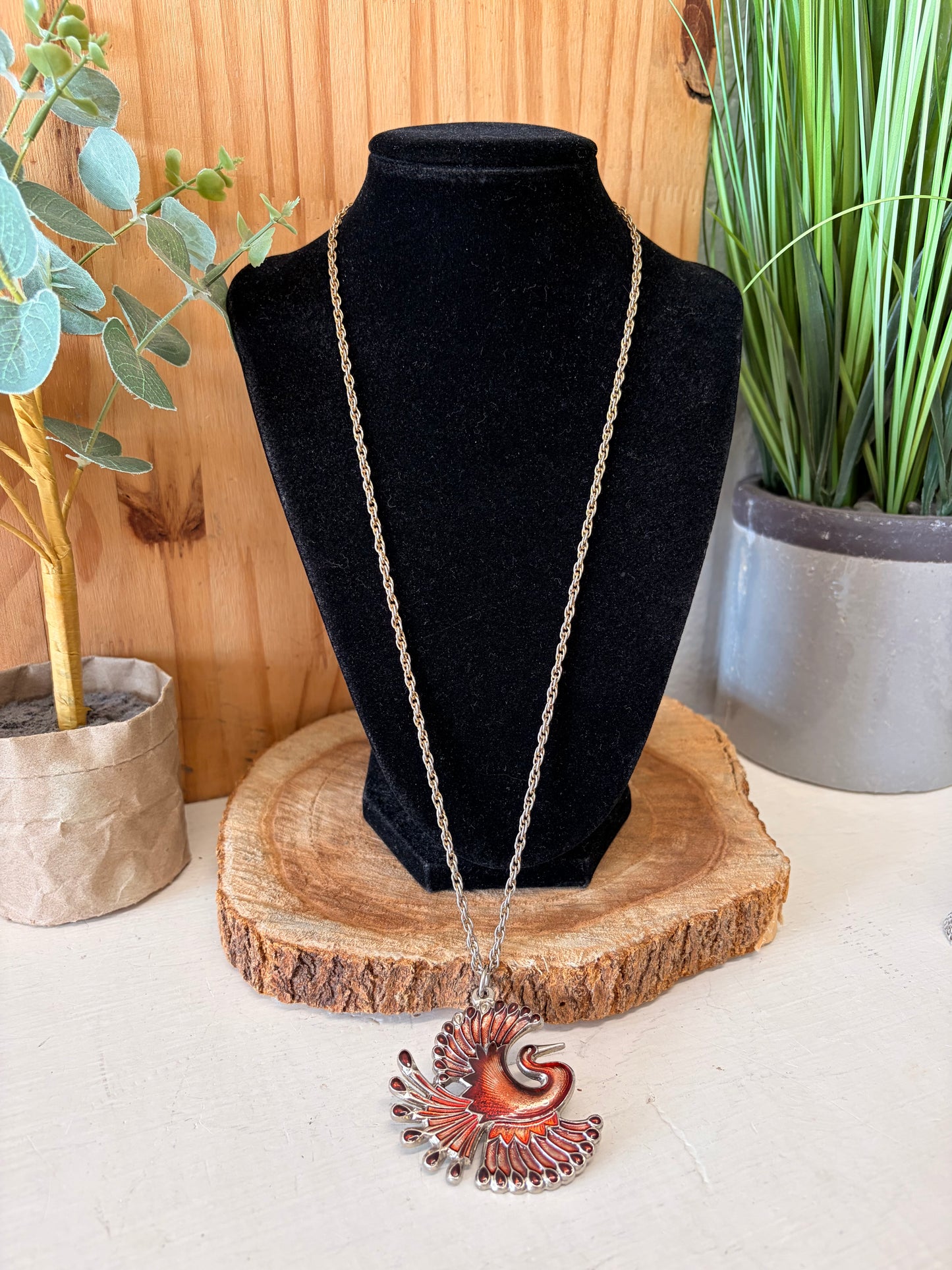Vtg Bird Pendant Necklace