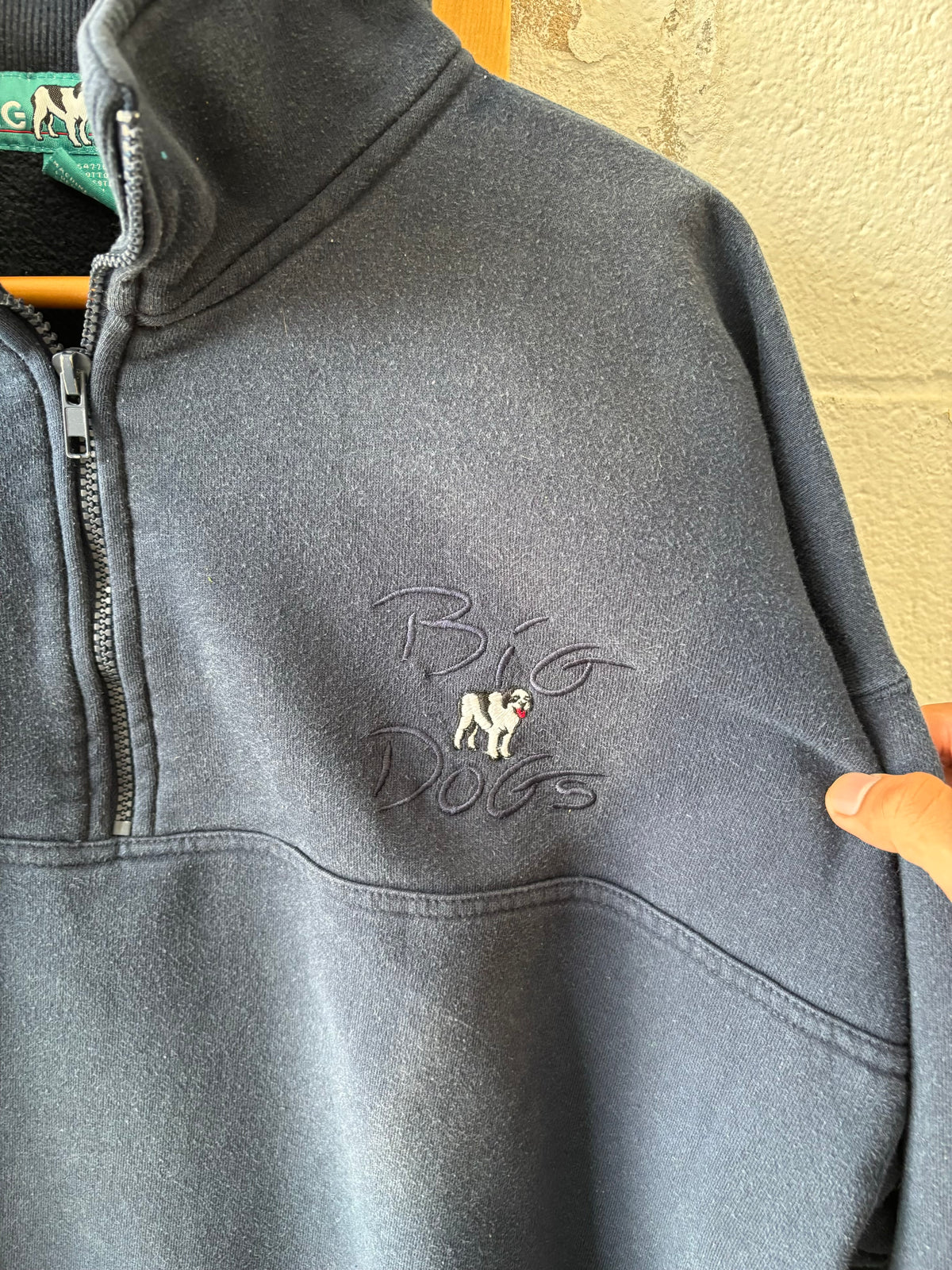 Vtg Big Dogs Navy 1/4 Zip : XL