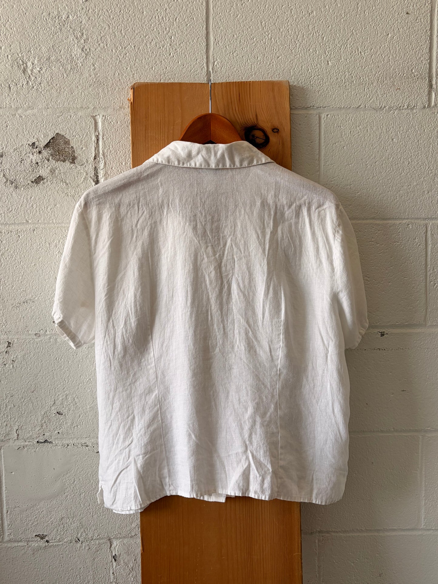 Classic White Linen Blouse : XL