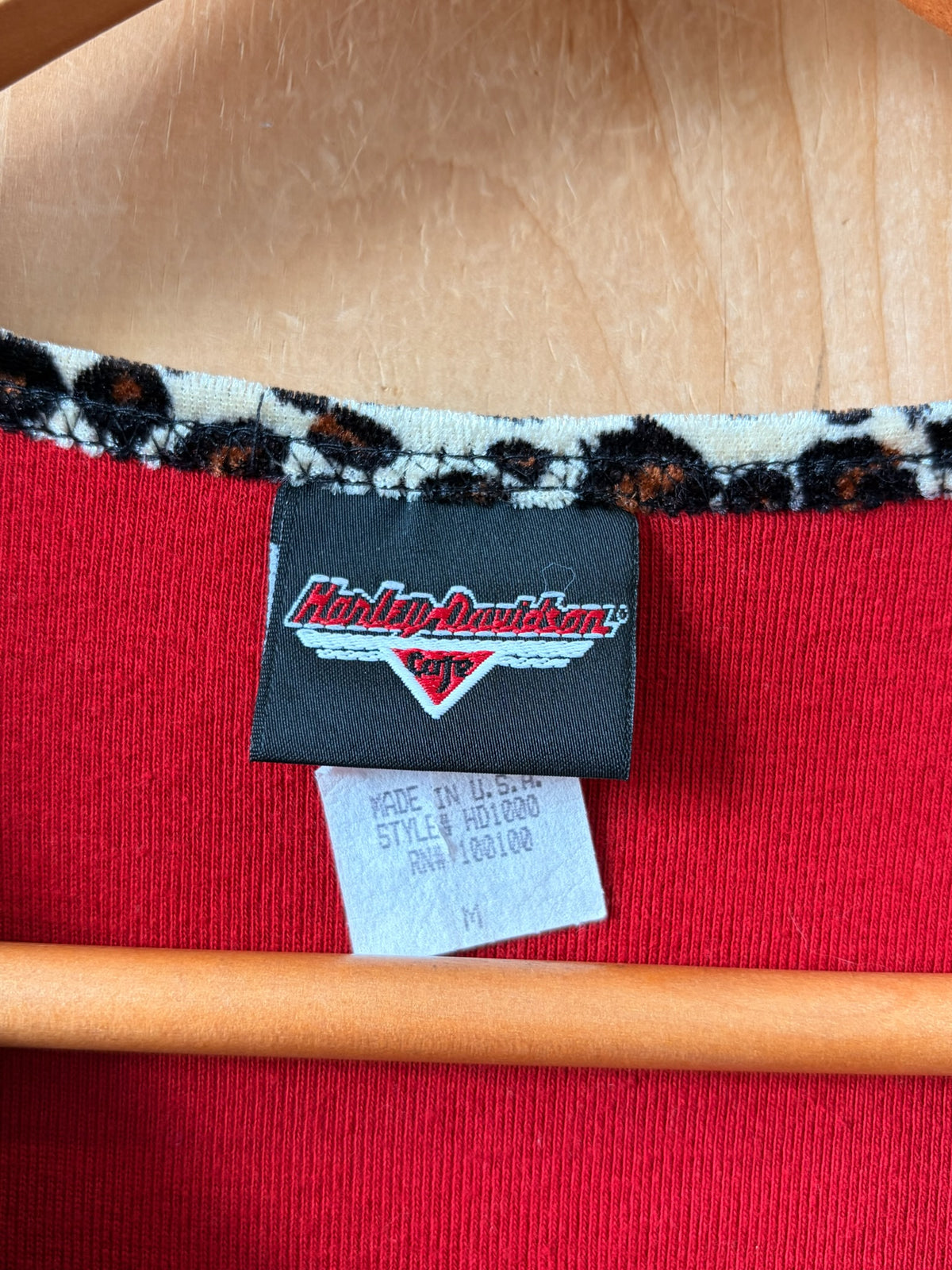 Vtg Red Harley Baby Tee : M