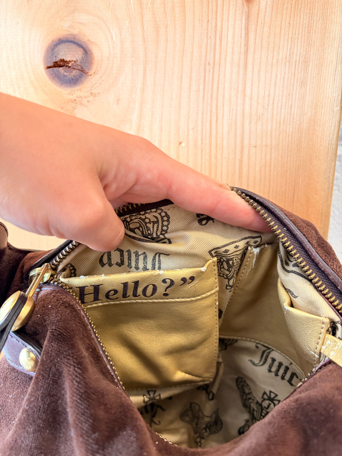 Brown Juicy Velour Hobo Purse