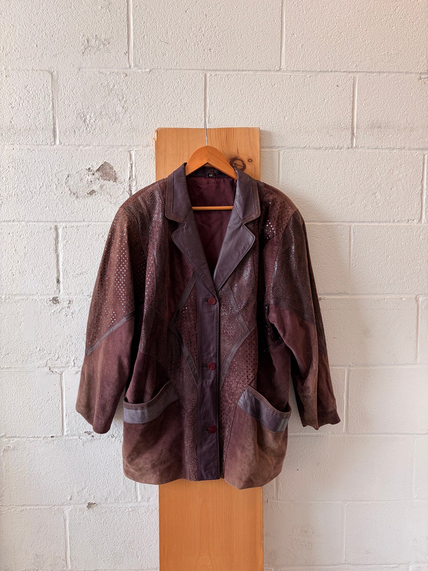Patterned Faux Leather Jacket : 44