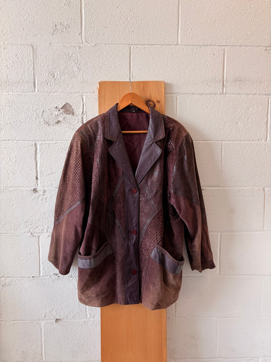 Patterned Faux Leather Jacket : 44