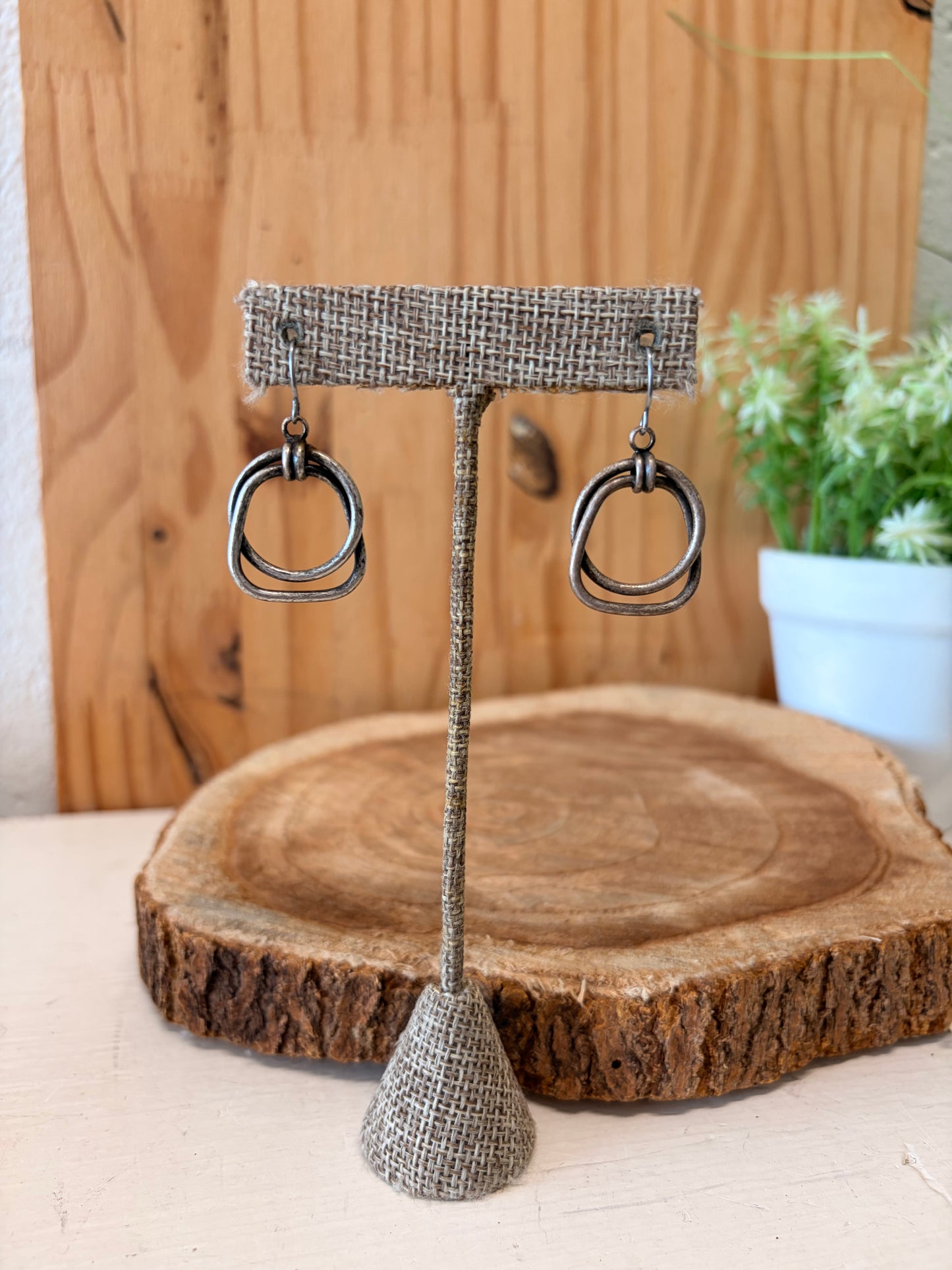 Layered Silver Tone Earrings