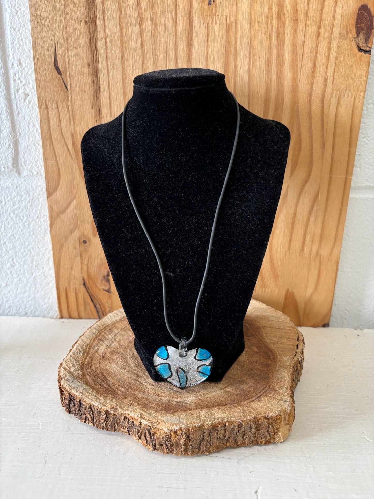 Blue and White Heart Necklace