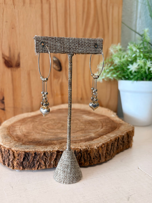 Dangle Heart Hoop Earrings