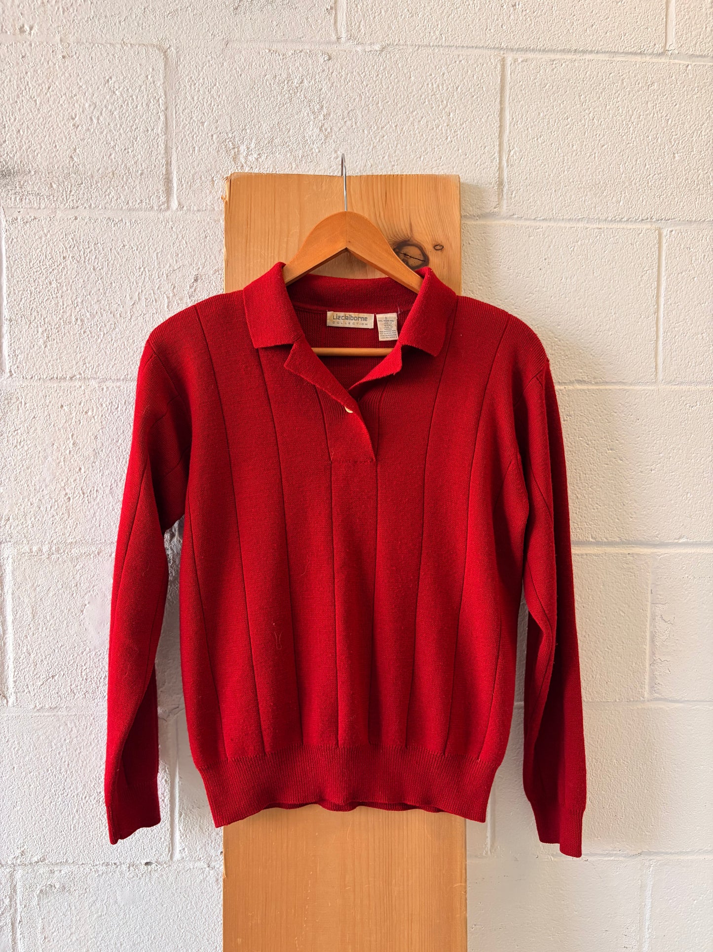 Collared Red Wool Sweater : S