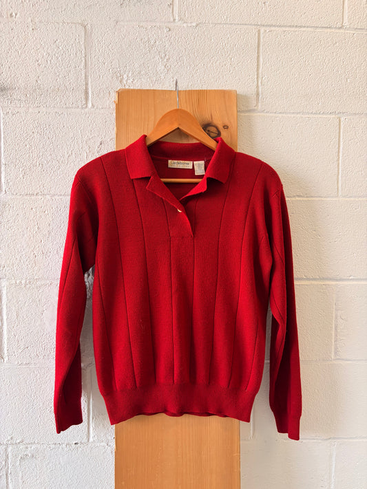 Collared Red Wool Sweater : S