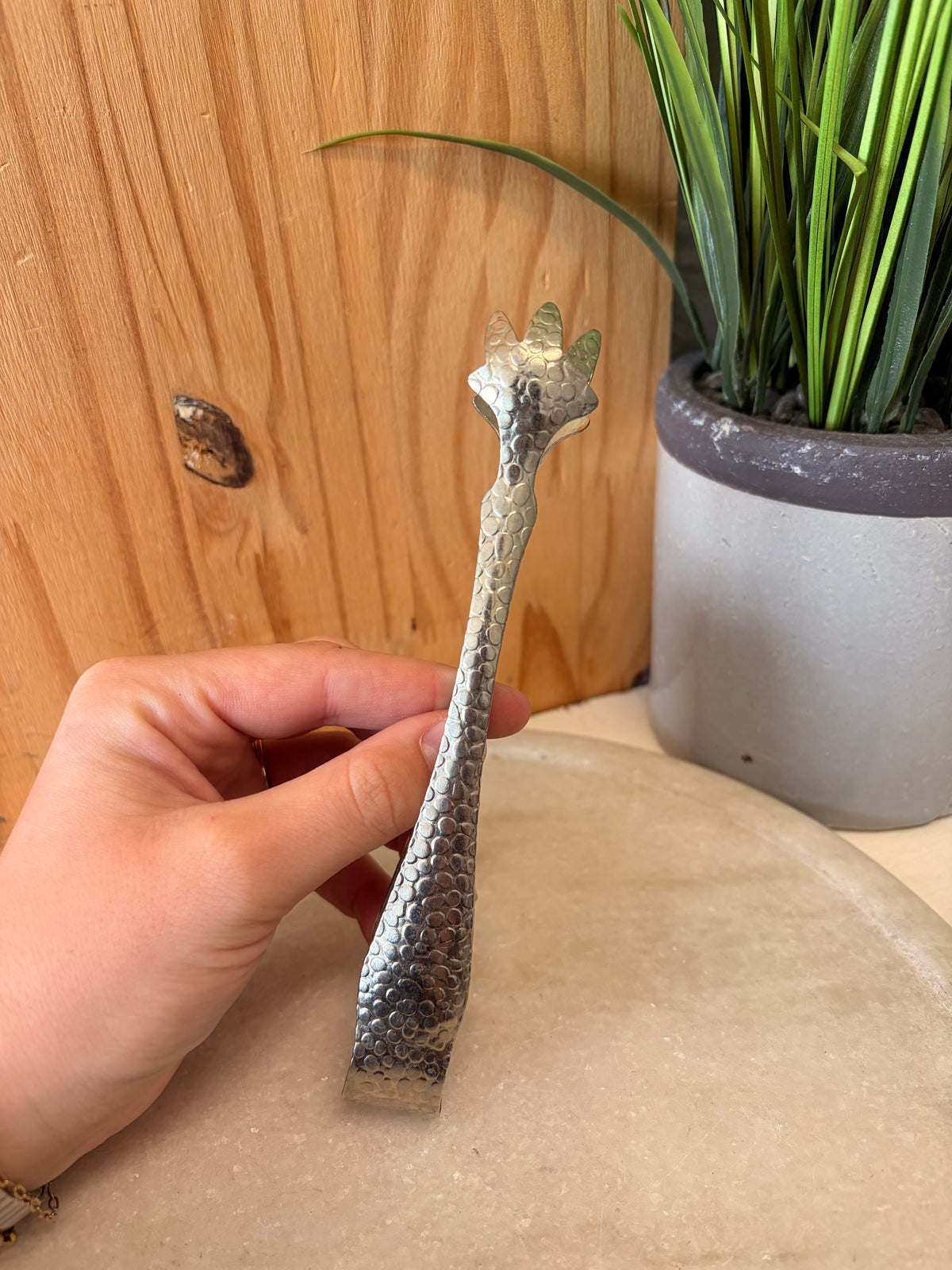 Vtg Hammered Metal Tongs