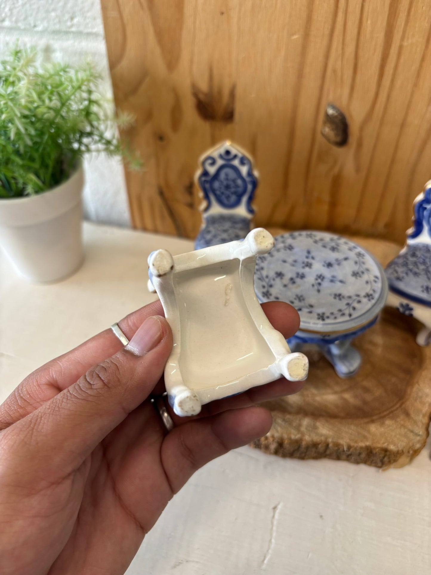 Vtg Tiny Porcelain Dollhouse Table Set (Local Pickup Only)