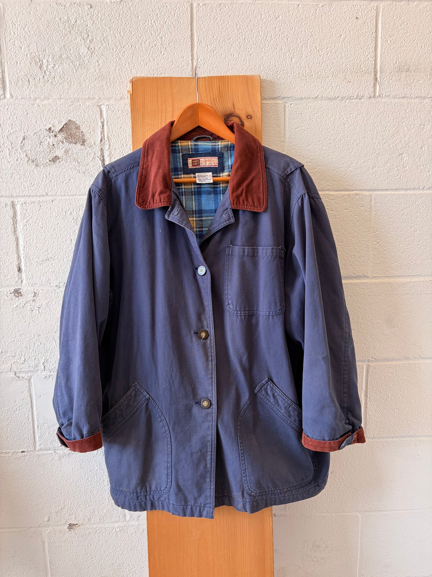 Vtg Distressed Navy Chore Jacket : XL