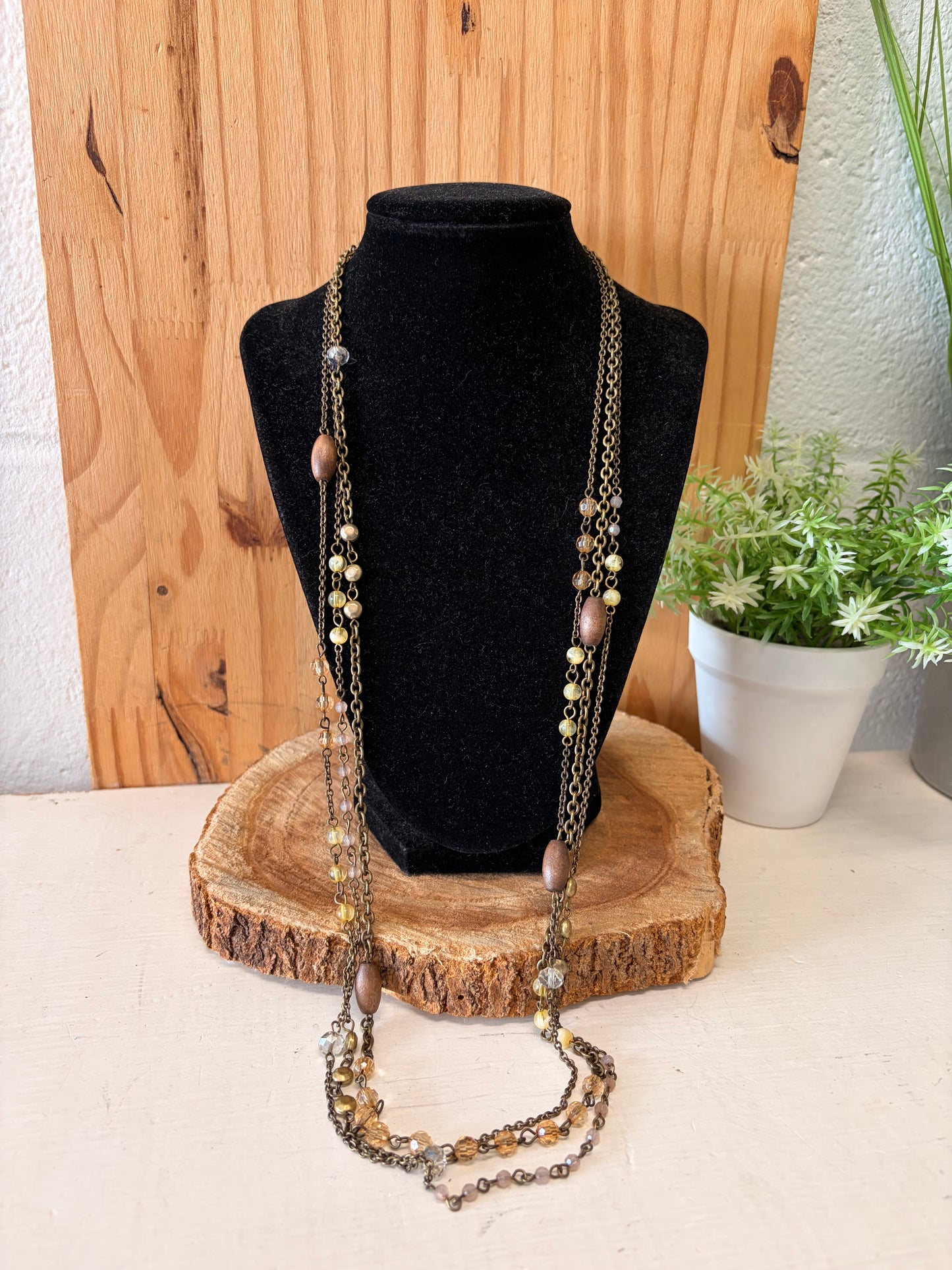 Long Layered Beaded Necklace