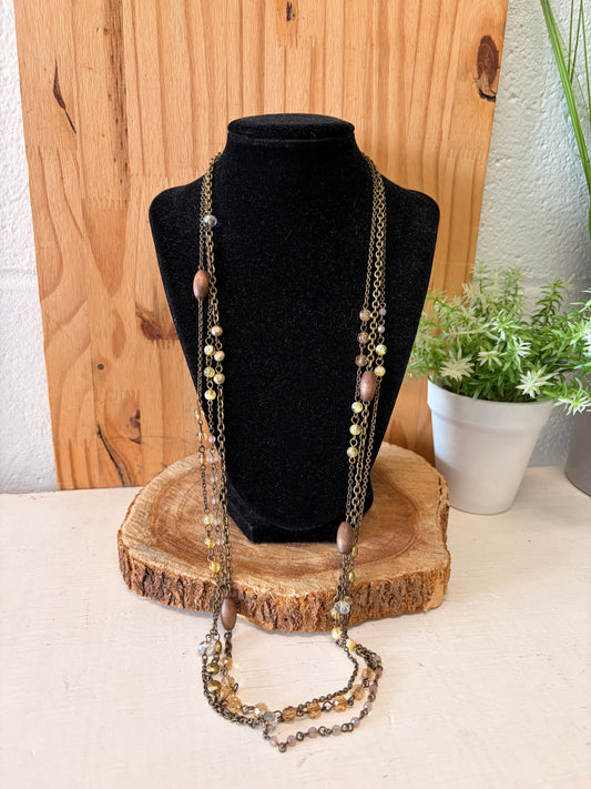 Long Layered Beaded Necklace