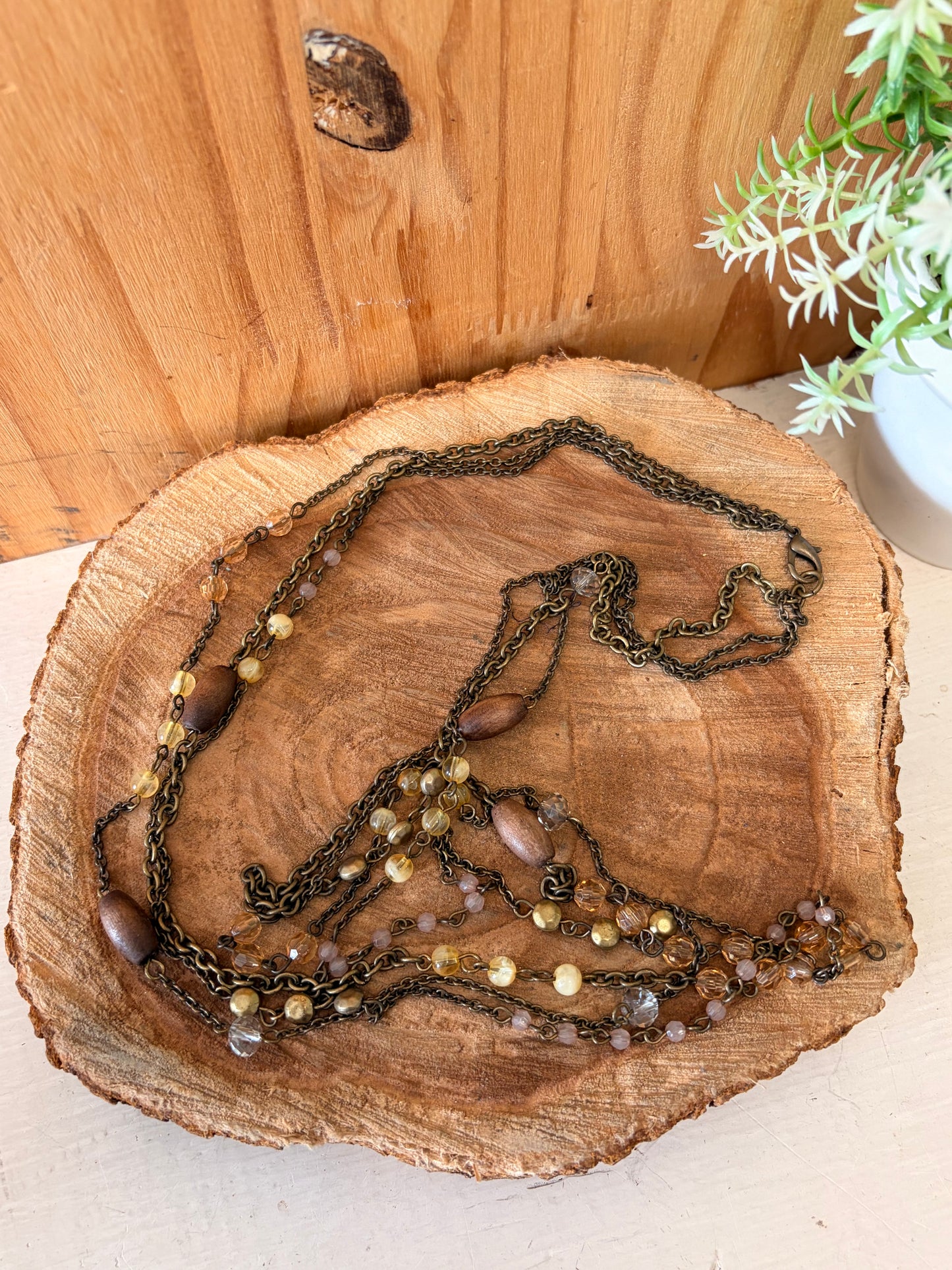 Long Layered Beaded Necklace