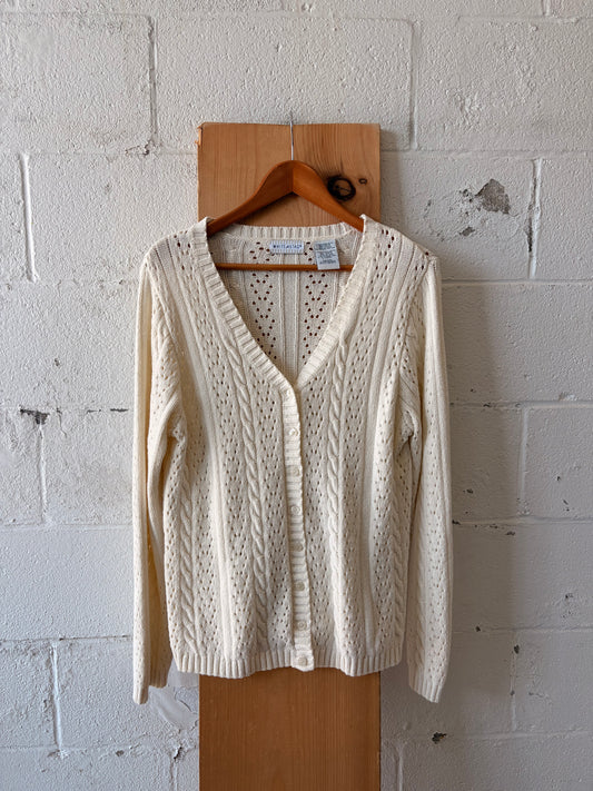 Classic Cream Knit Cardigan : L