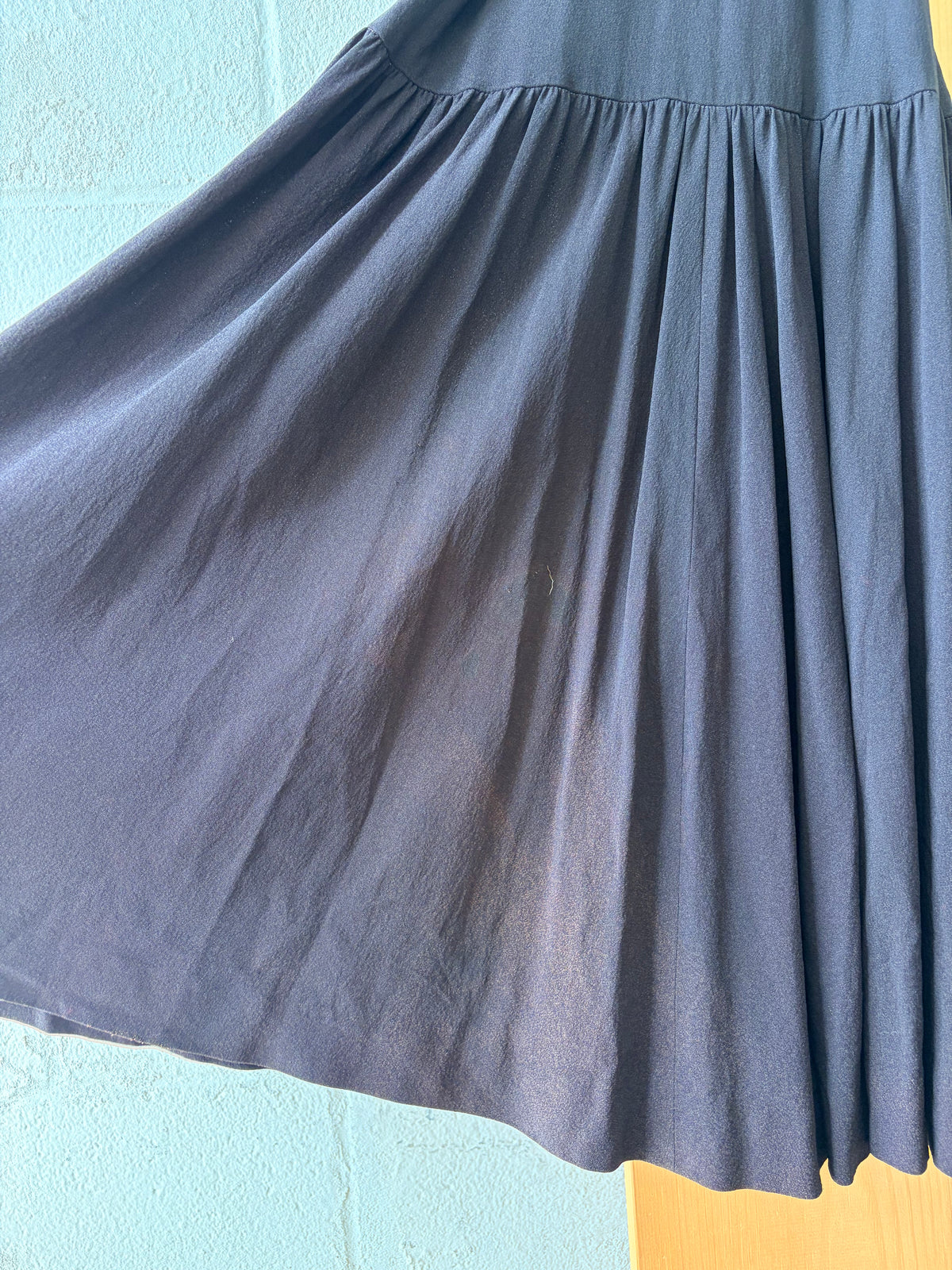 Vtg Beaded Brown & Black Lace Dress : S/M (As Is)