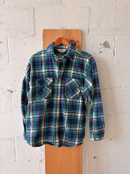 Vtg Teal & Purple Flannel : L