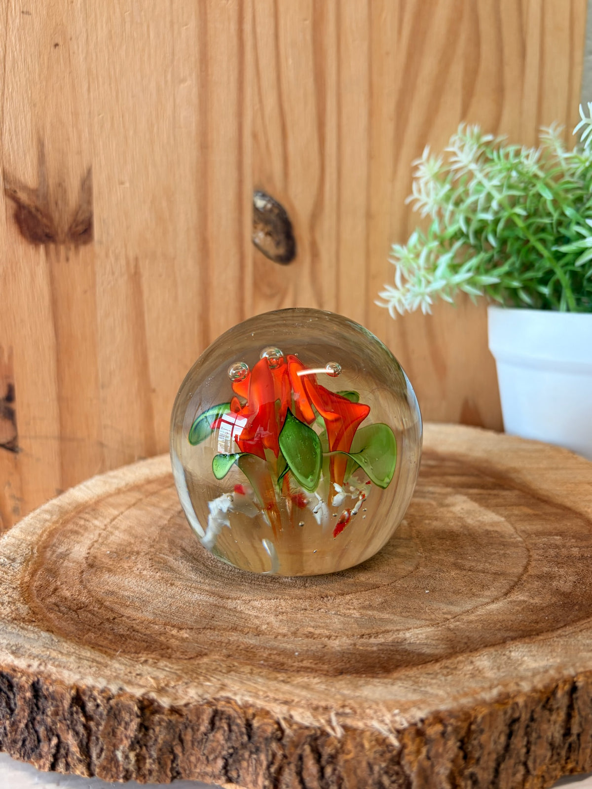Red Floral Paperweight