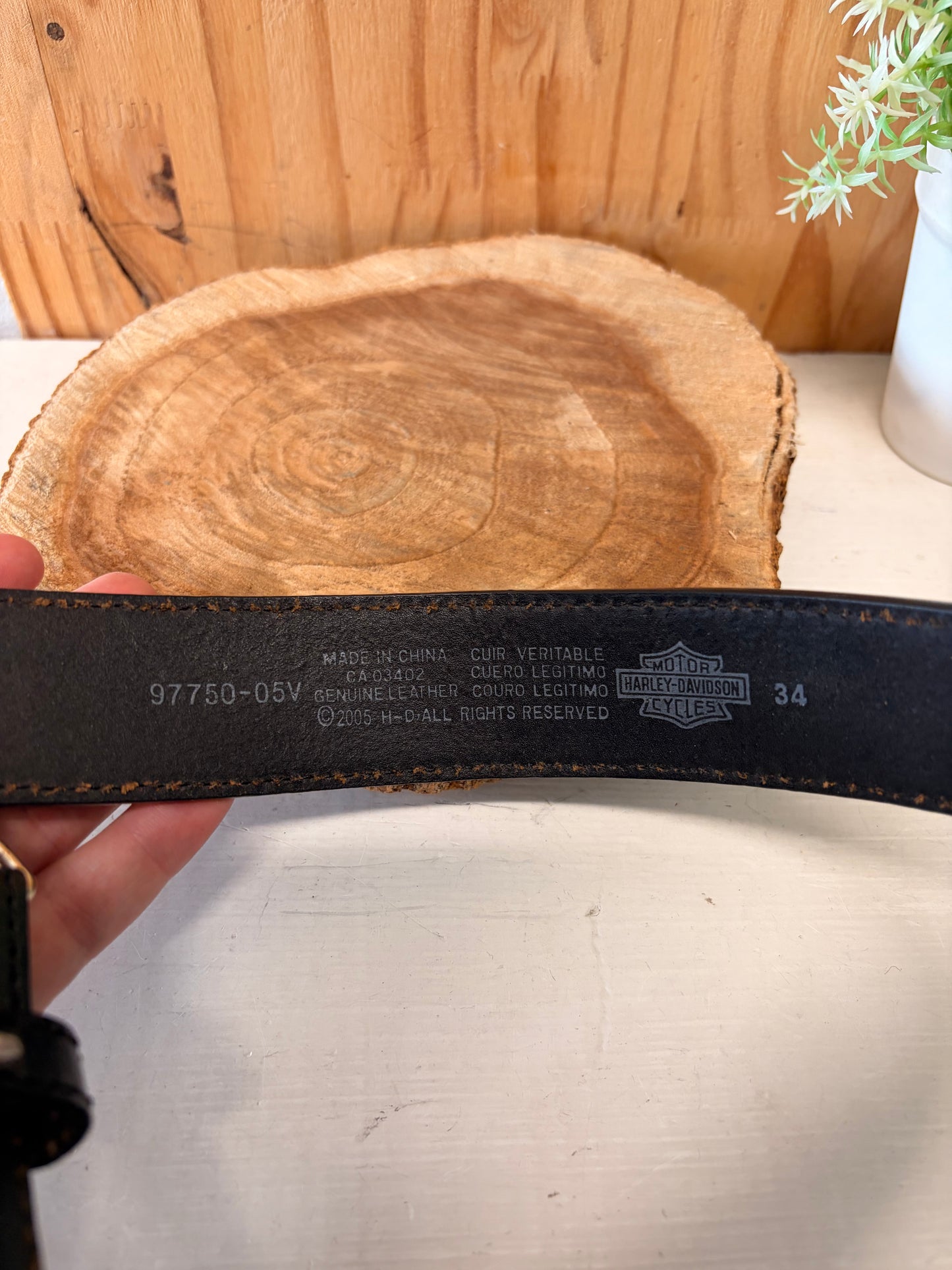 ‘05 Harley Davidson Hog Leather Belt : 34