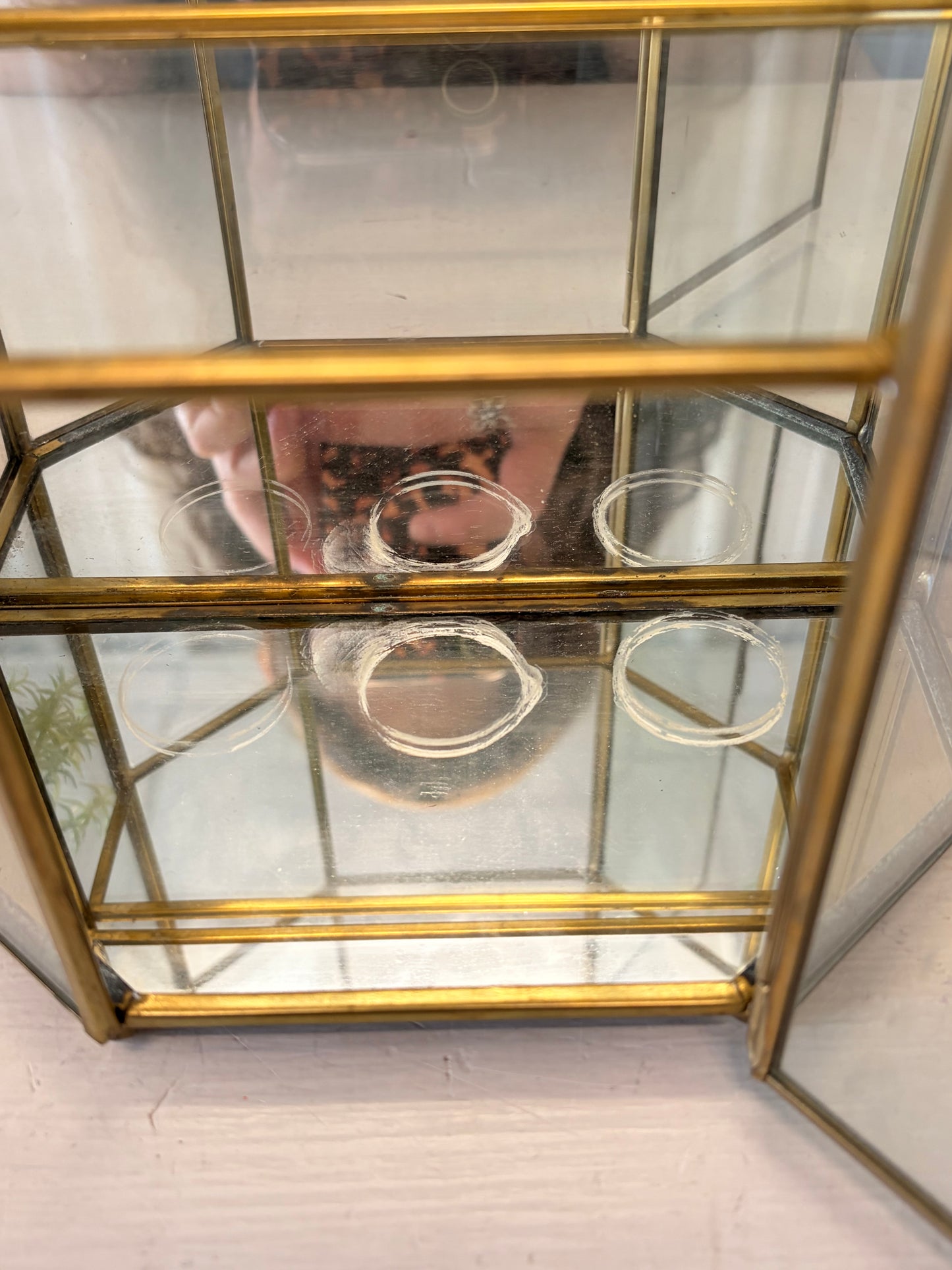 Brass Tone Mirrored Trinket Case (Local Pick Up Only)