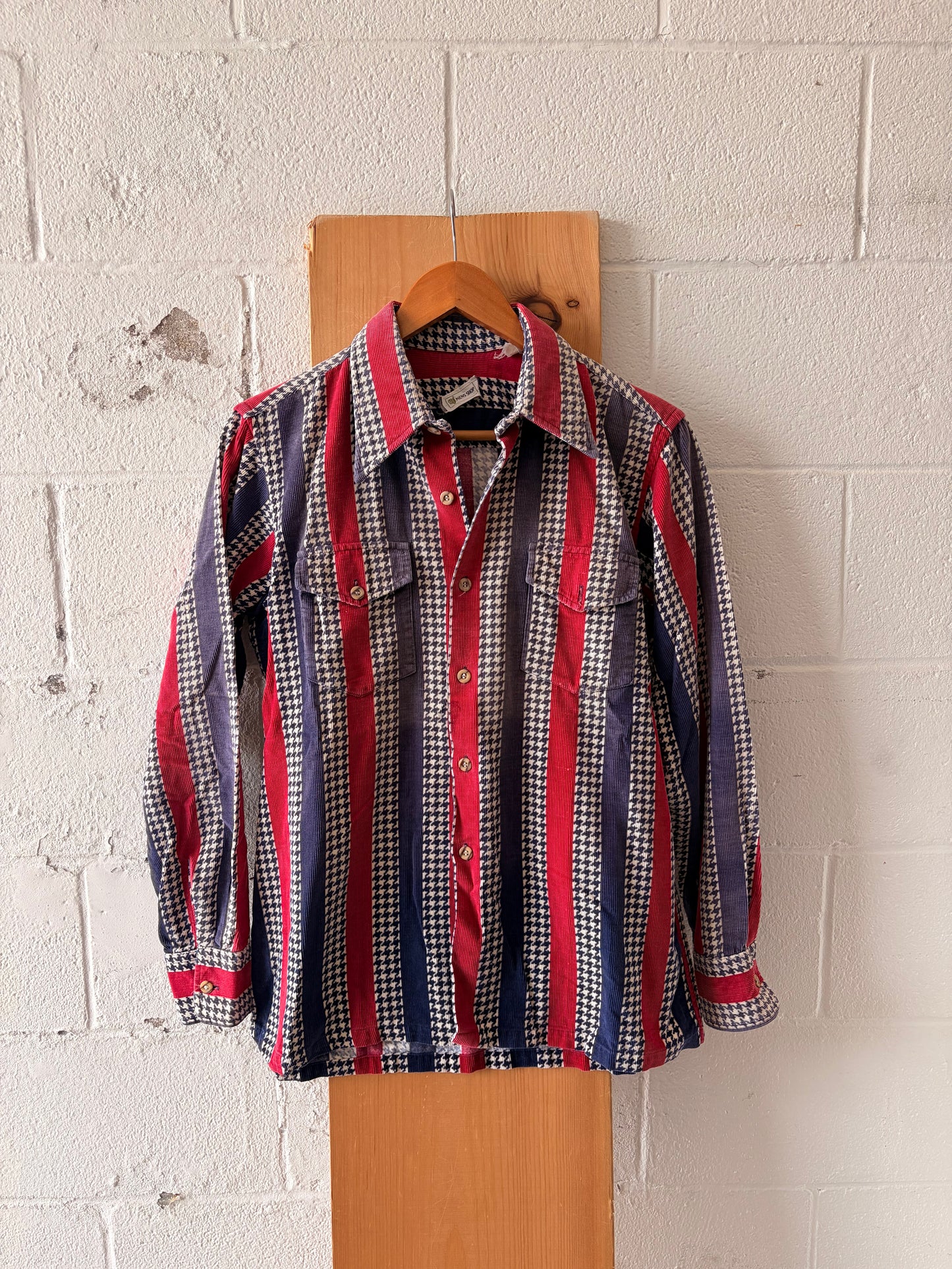 Vtg Striped Corduroy Button Up : L