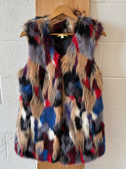 Faux Fur Multicolor Vest : M