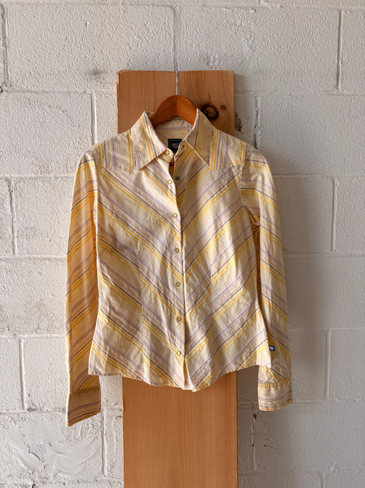 Cruel Girl Striped Yellow Pearl Snap : S