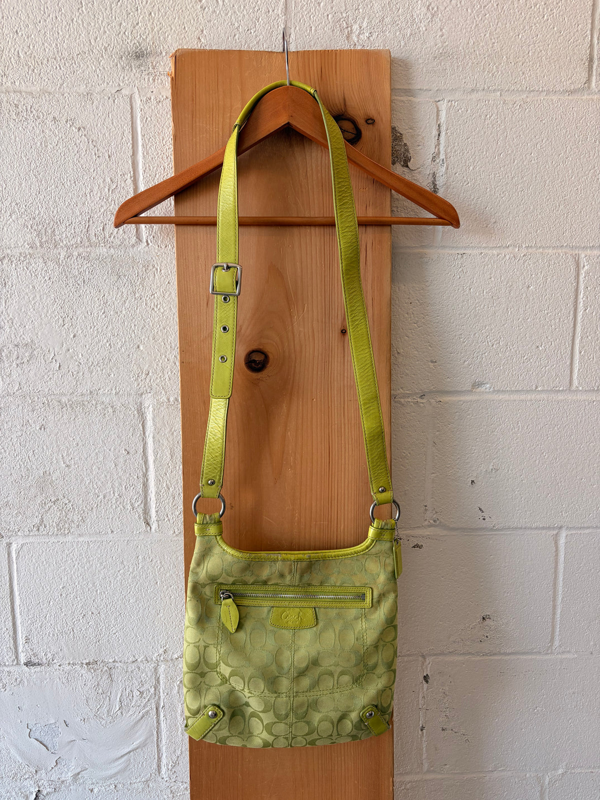 Coach Signature Green Canvas Crossbody & Scarf (As Is)