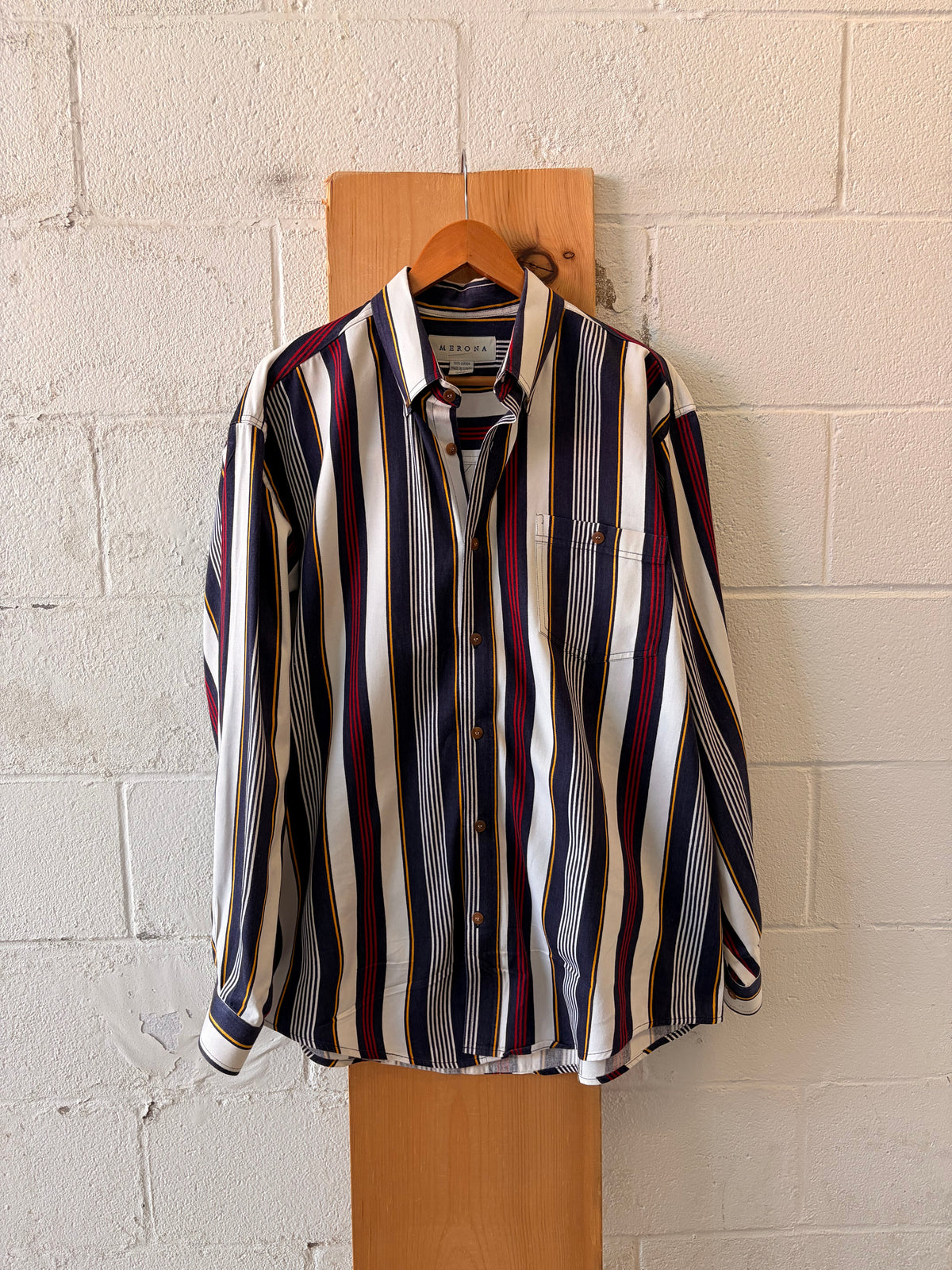 Vtg Striped Long Sleeve Button Down : L