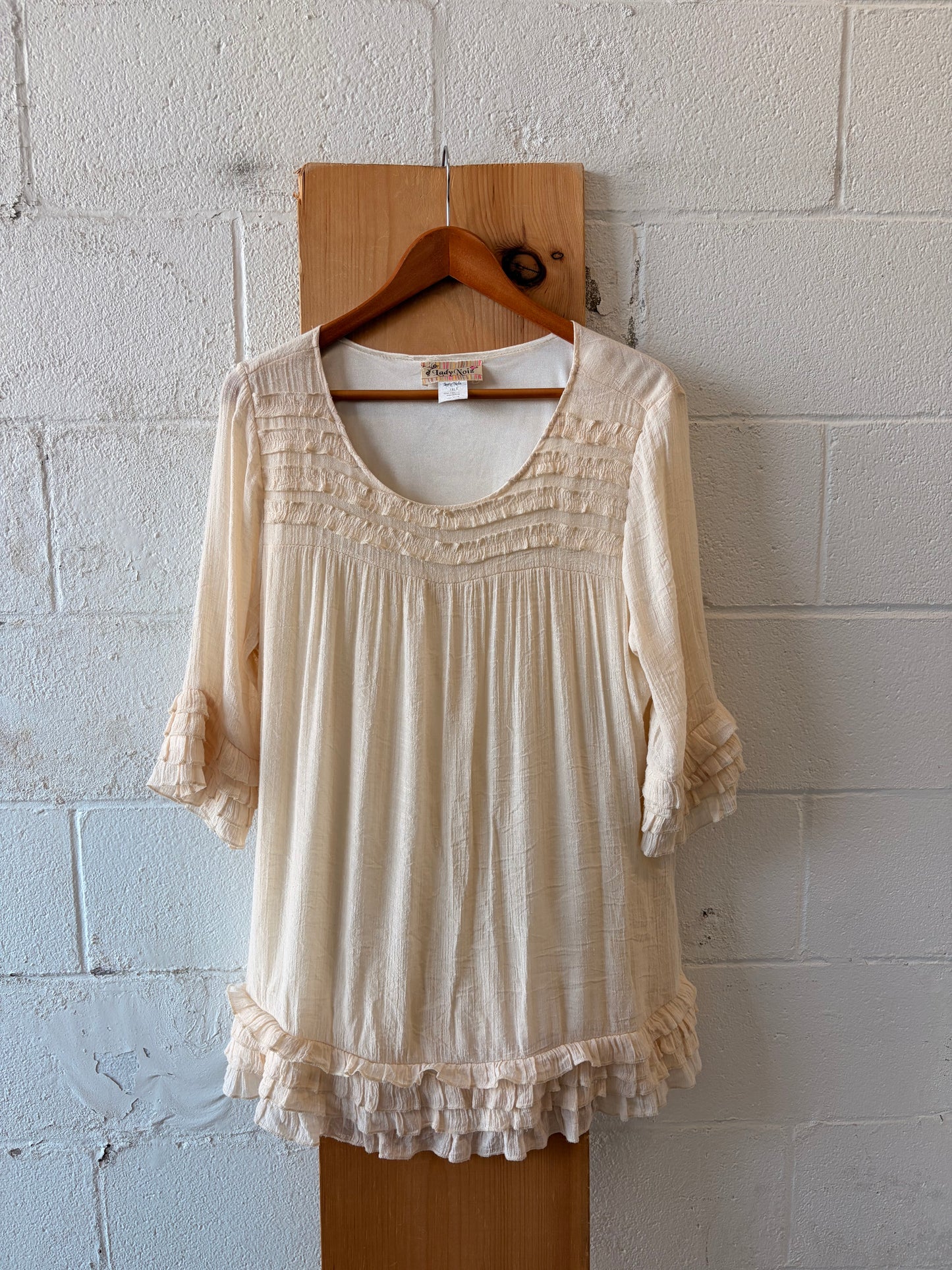 Ruffled Cream Mini Dress / Tunic : 1X
