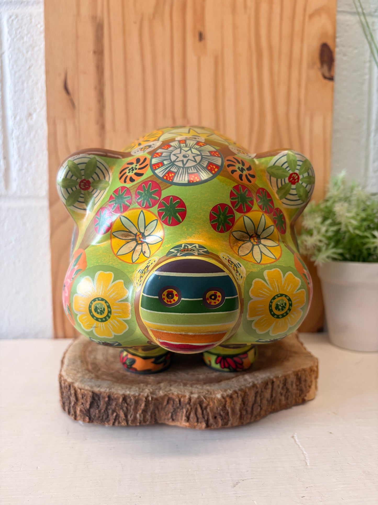 Vtg Boho Patterned Piggy Bank (Local Pick Up Only)