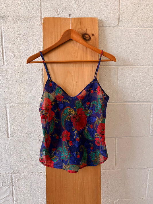 Vtg Sheer Floral Tank : S/M