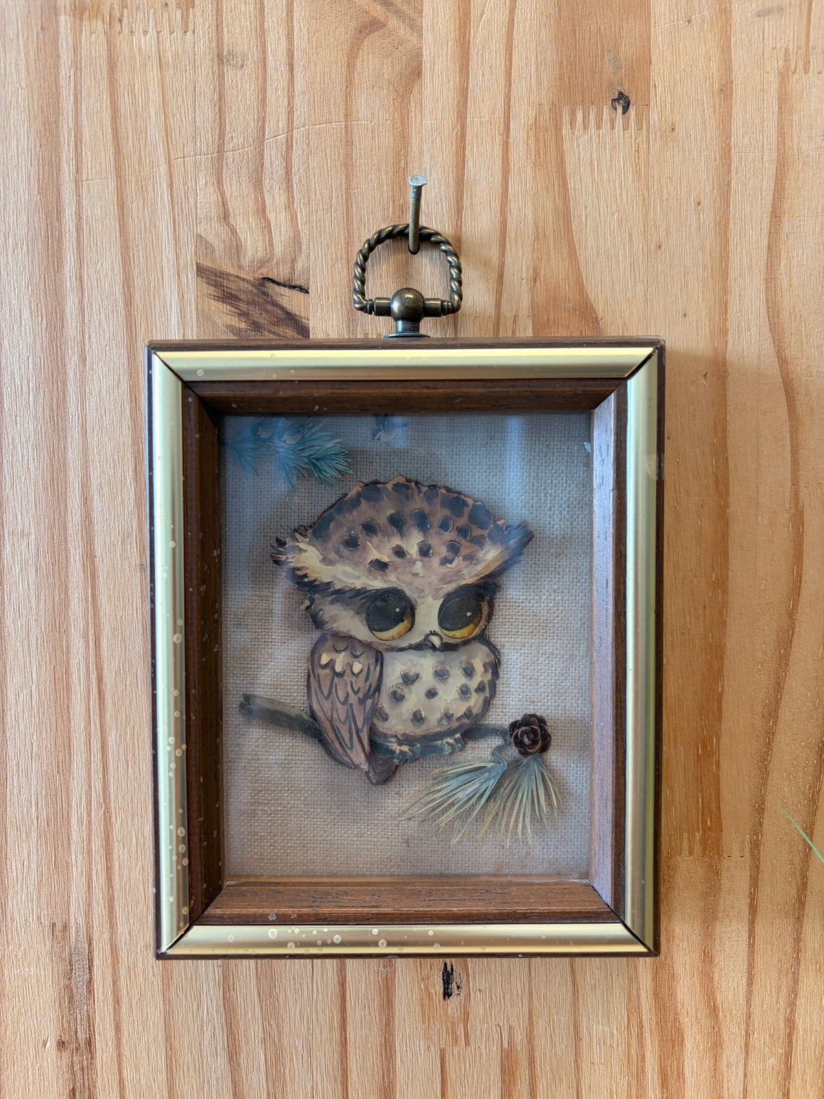 Small Vtg Framed Owl Art