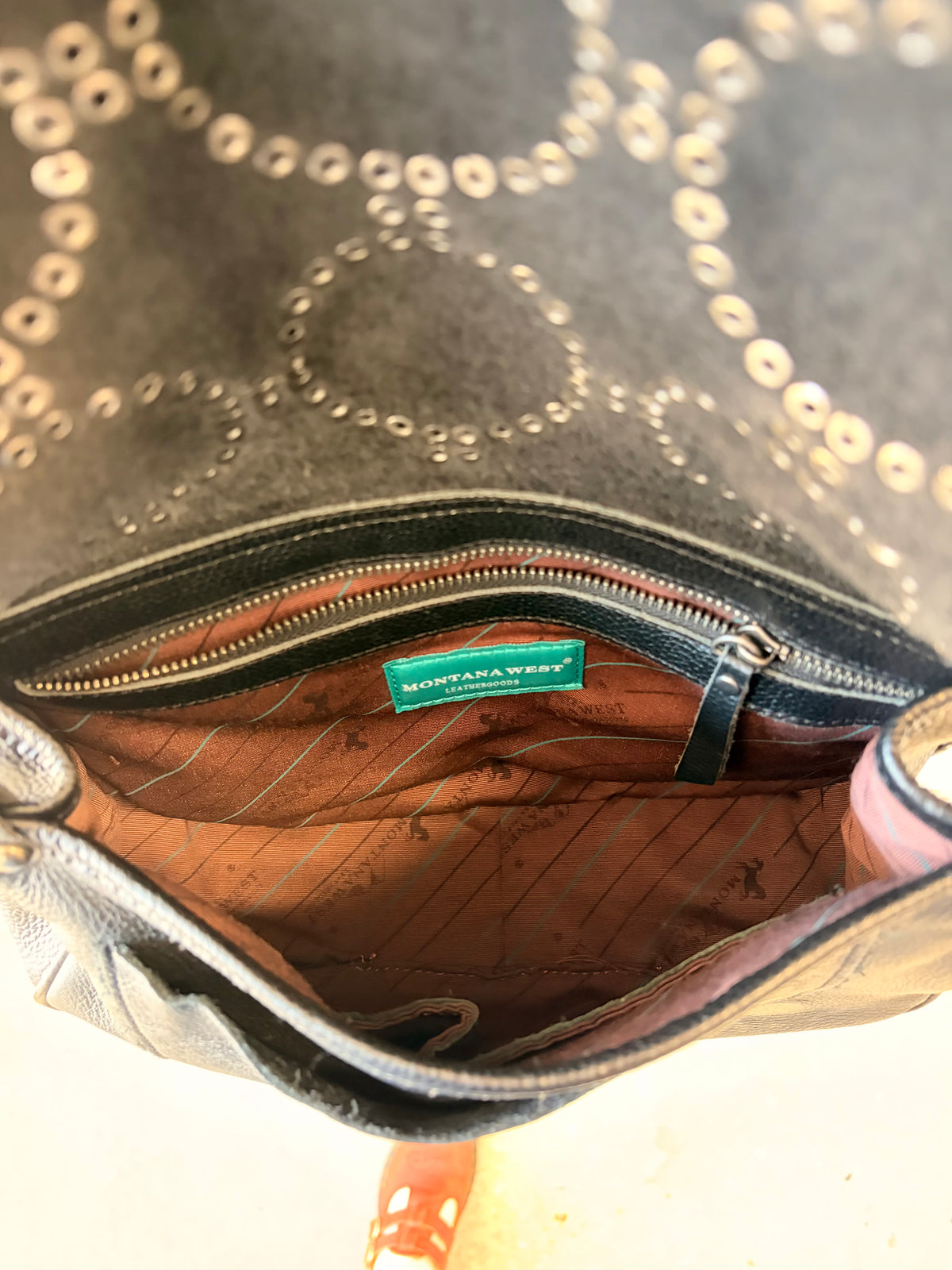 Circular Studded Leather Purse