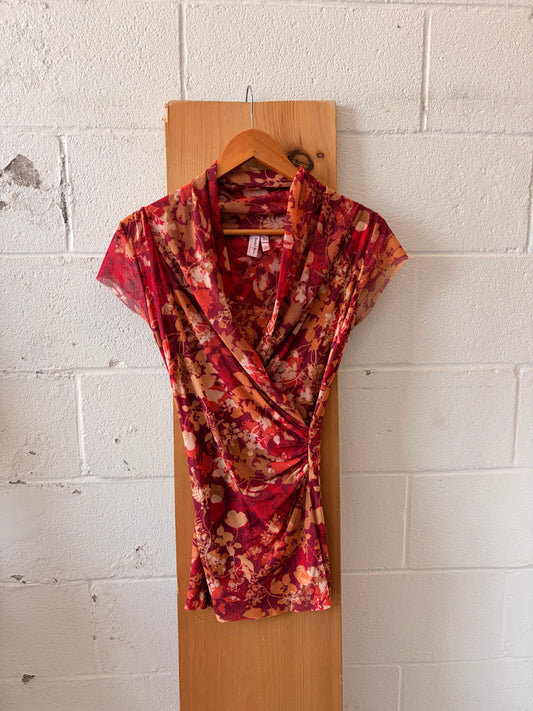 Y2K Floral Micro Mesh Top : M
