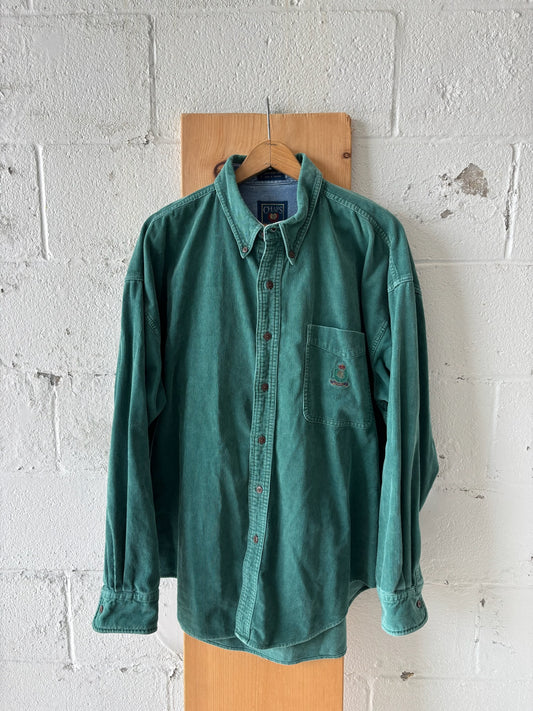 Green Corduroy Button Up : XL
