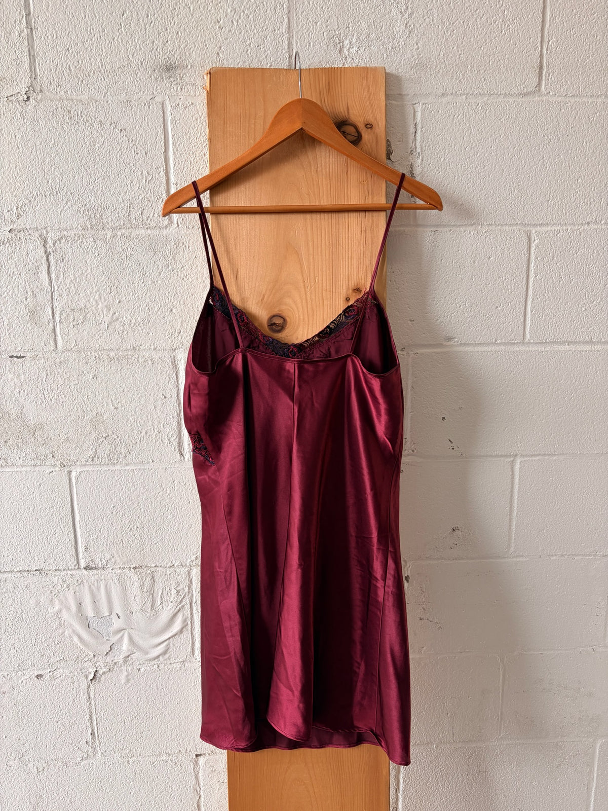 Burgundy Lace Trim Slip : S/M