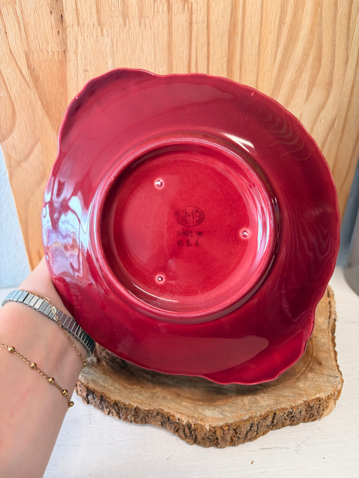 Vtg Red Mounted Gravy Boat (Local Pick Up Only)
