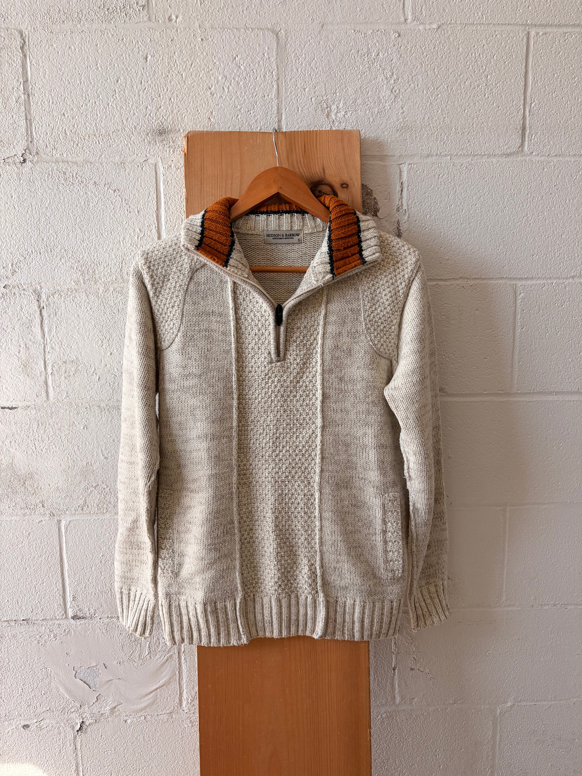 Knit Oatmeal Quarter Zip : S