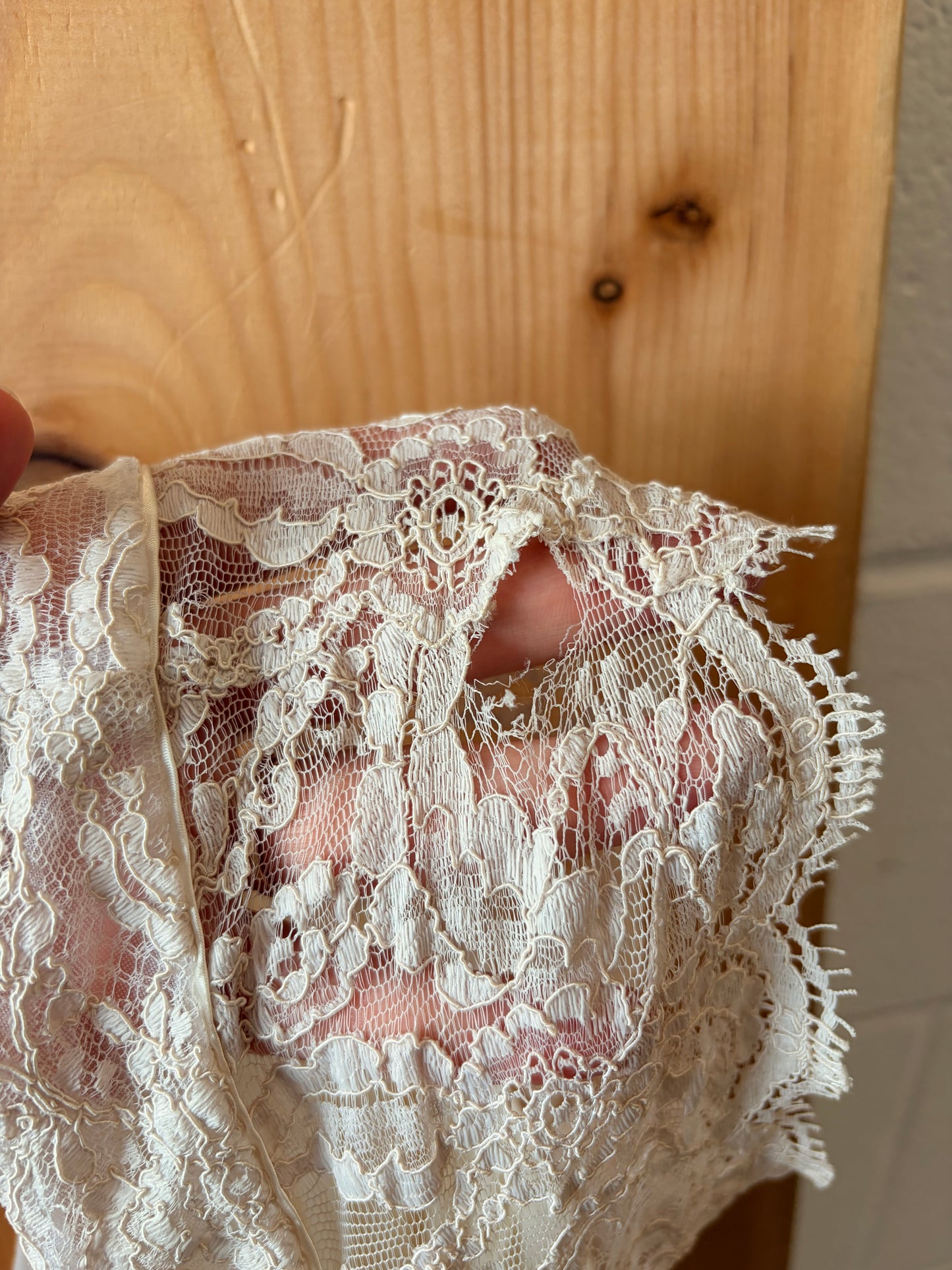Vtg Lucie Ann Chiffon Lace Peignoir Robe : Petite (As Is)