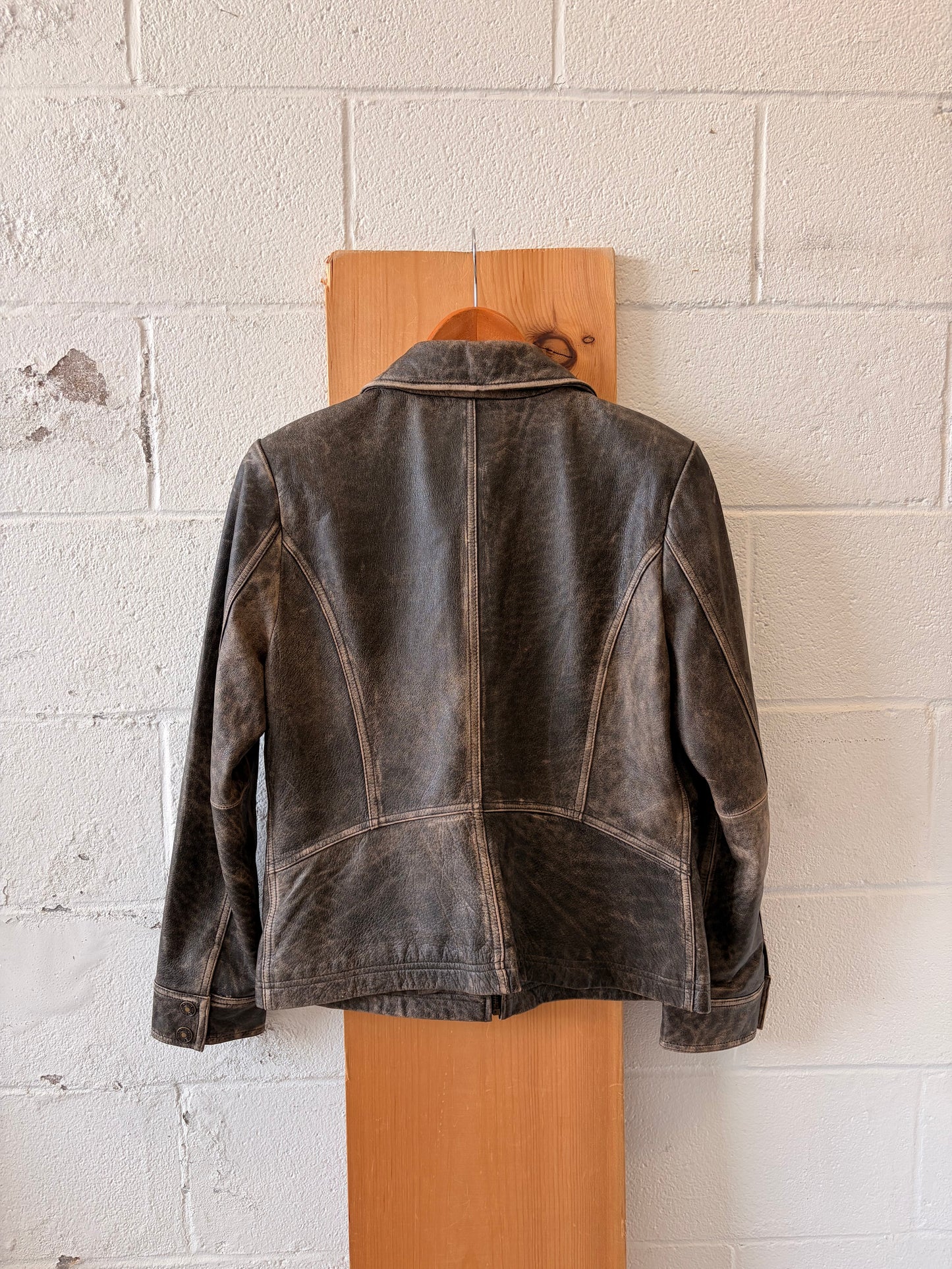 Route 66 Distressed Wash Leather Jacket : M