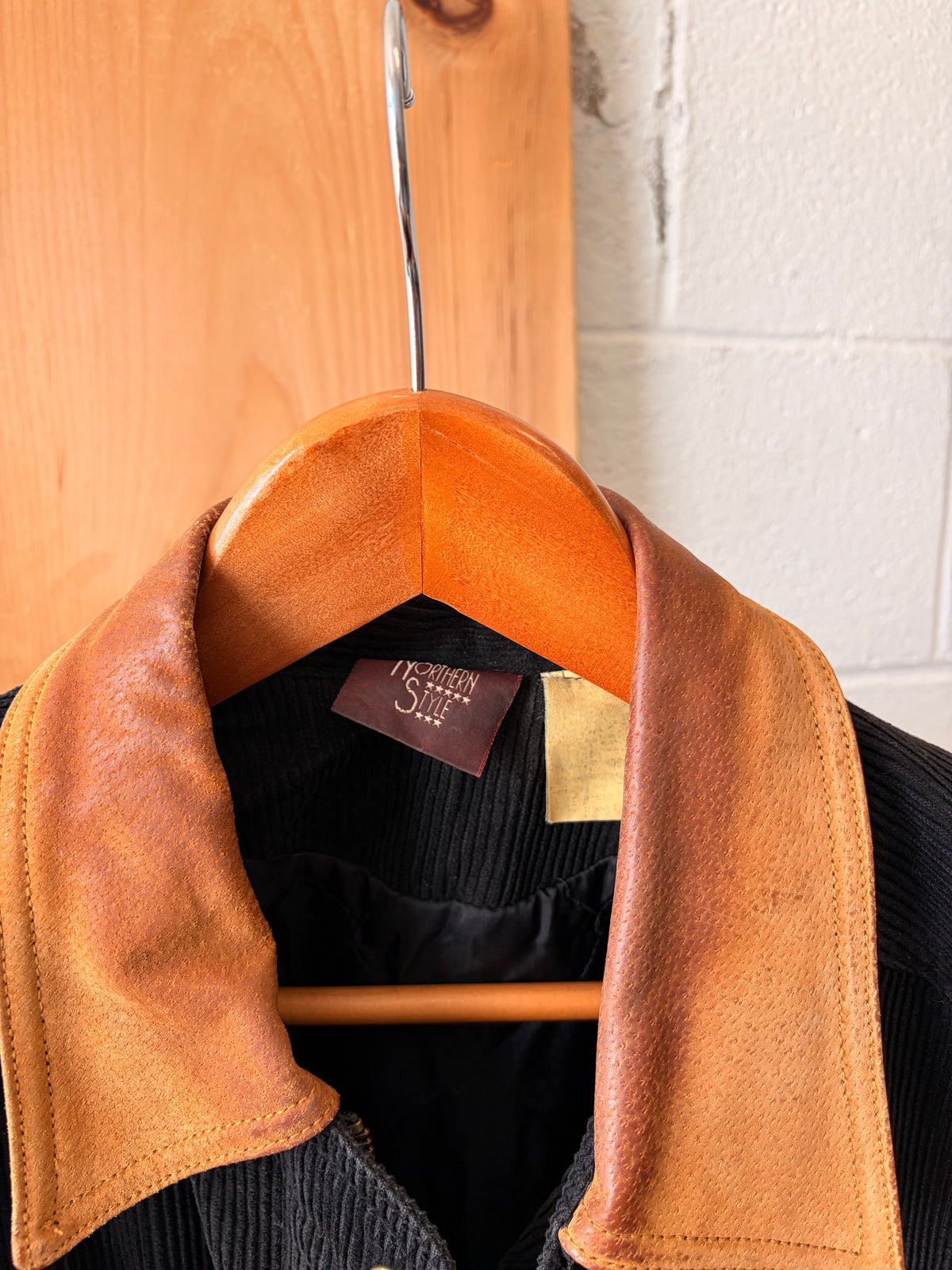 Vtg Black Corduroy Bomber Jacket : M